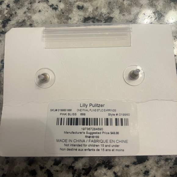 Lilly Pulitzer Gold and Pink Stud Earrings - Picture 2 of 2